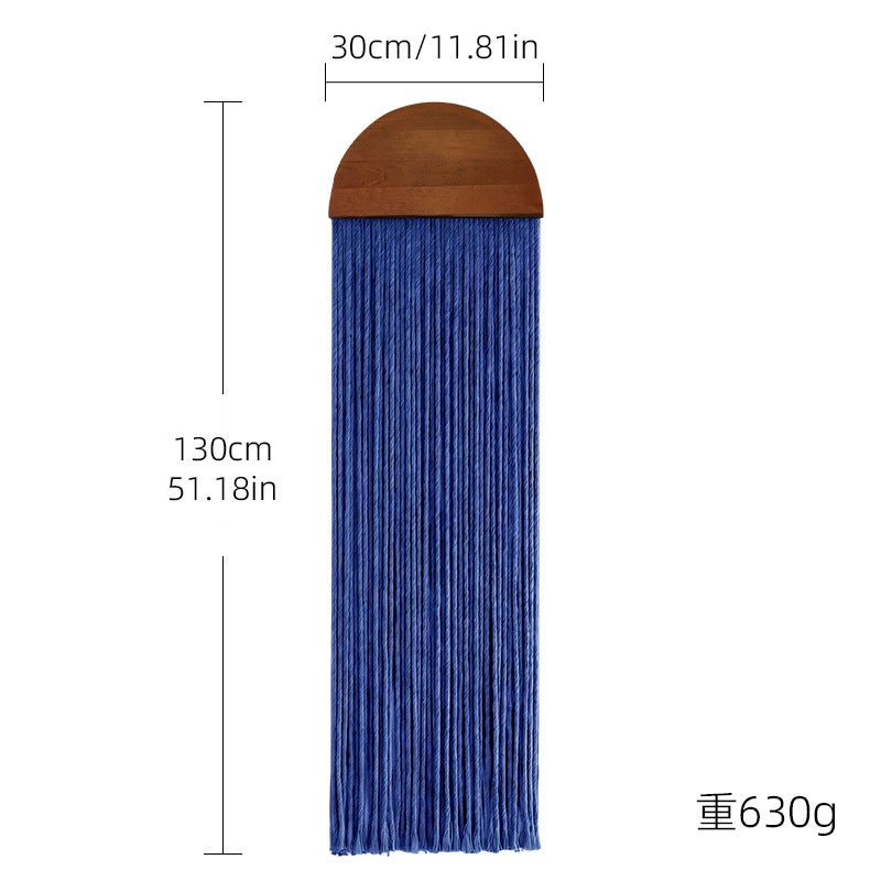 Bohemian Handwoven Cotton Wall Tapestry with Pine Wood Board and Tassels for Home Decor - Image 1