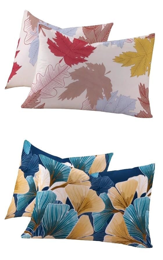 RD TREND® Glace Cotton Assorted Pillow Cover Set of 2 (4 Pcs) – Premium 210 TC, Standard Size 18"x28" | Soft & Breathable Floral Printed Design for Bedroom |Multi 1 - Image 2