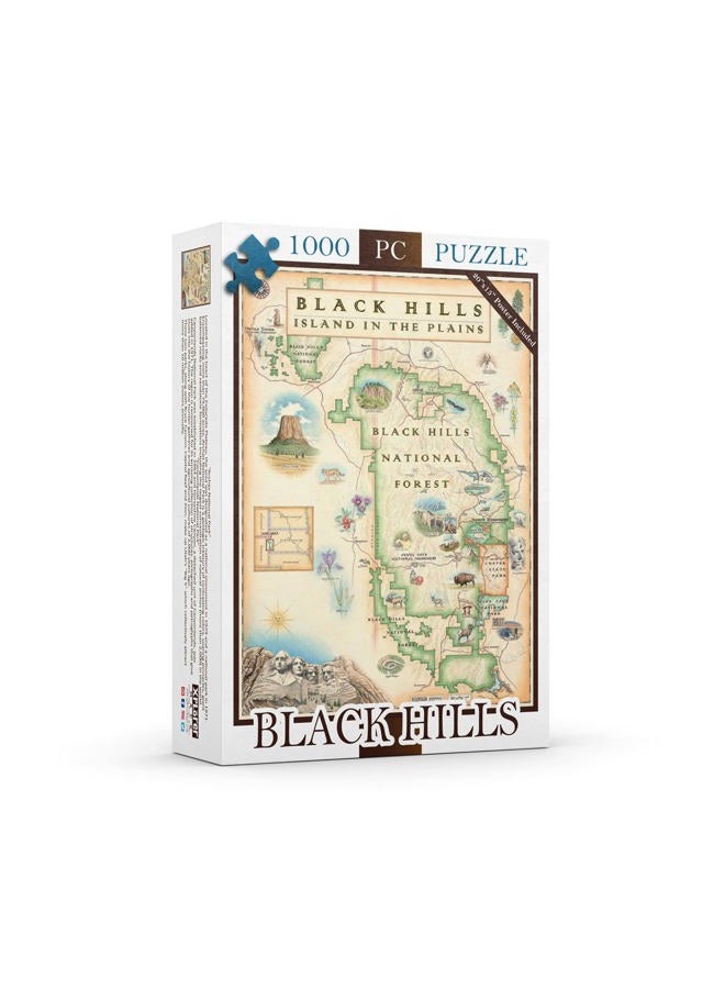 Xplorer Maps 1000 Pieces Black Hills Cardboard Jigsaw Puzzle - Educational Jigsaw Puzzle with Regional, National Parks, Tourist Spots, Landmarks for Adults, and Teens. - Image 1