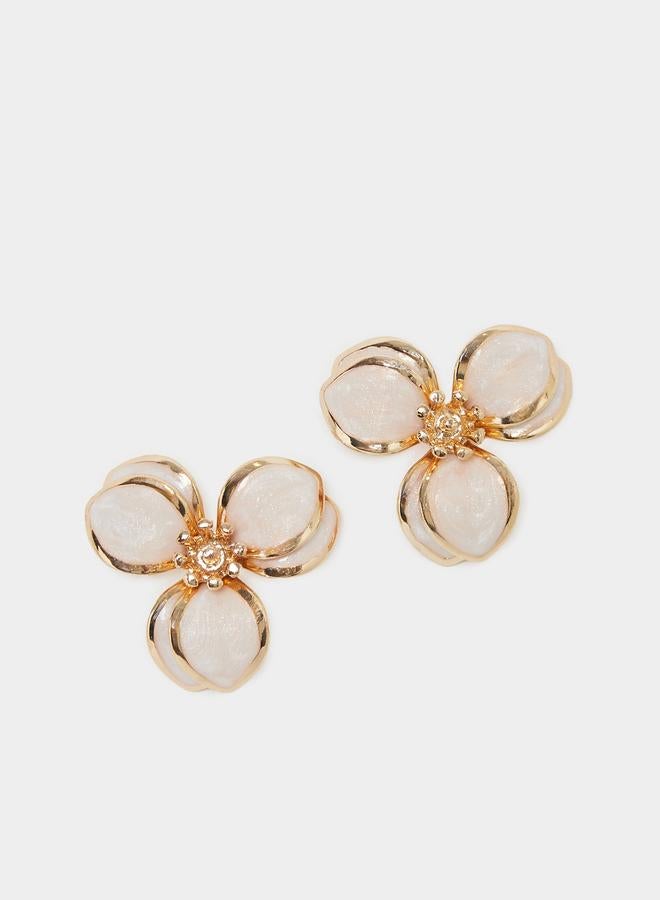 Styli Gold Tone Flower Stud Earrings - Image 1