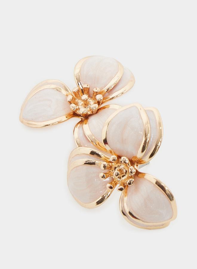 Styli Gold Tone Flower Stud Earrings - Image 4