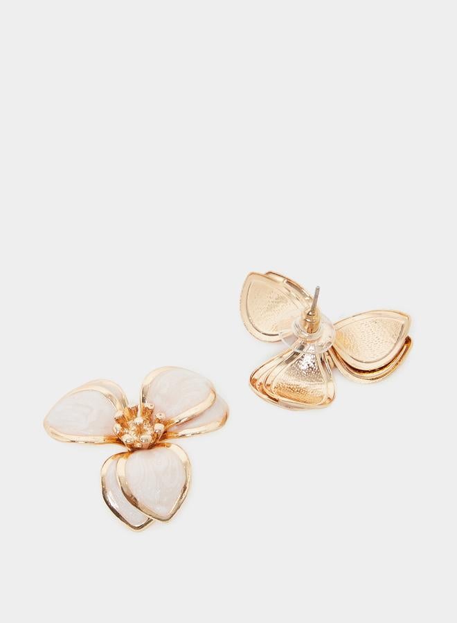 Styli Gold Tone Flower Stud Earrings - Image 3