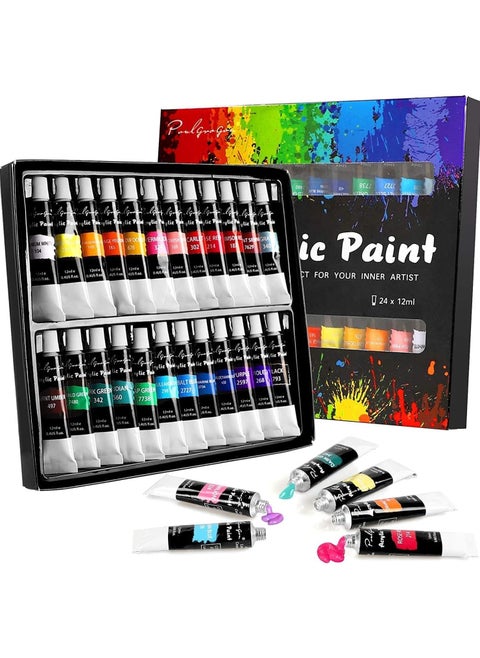 Maanys Acrylic Paint set, 24 Pcs Artist Quality oil Paint Tubes for Canvas Painting, Kids Art and Craft Painting Supplies for Beginners and professionals