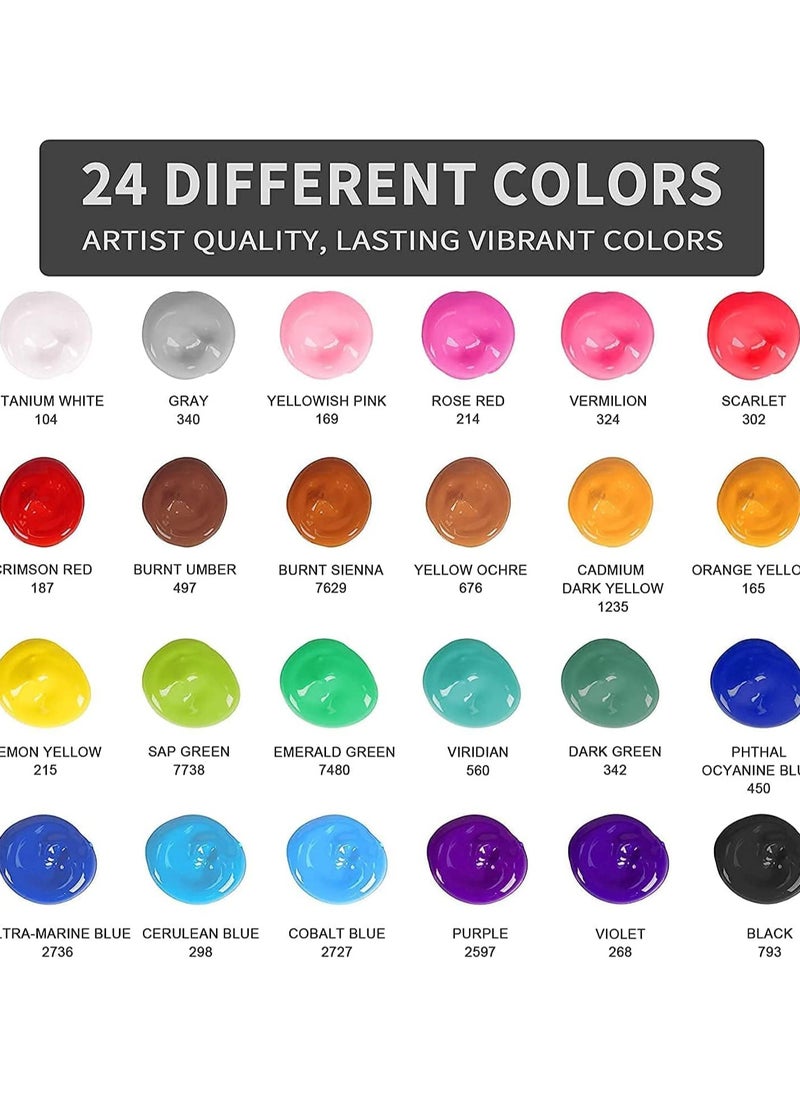 Maanys - Maanys Acrylic Paint set, 24 Pcs Artist Quality oil Paint Tubes for Canvas Painting, Kids Art and Craft Painting Supplies for Beginners and professionals - Image 1