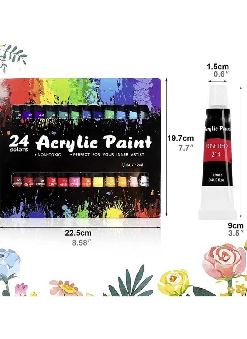 Maanys - Maanys Acrylic Paint set, 24 Pcs Artist Quality oil Paint Tubes for Canvas Painting, Kids Art and Craft Painting Supplies for Beginners and professionals - Image 1
