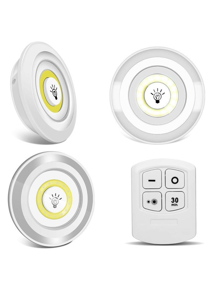 3PCS LED LIGHTS WITH REMOTE CONTROL, UNDER CABINET LIGHT WIRELESS SMART LED NIGHT LAMP FOR KITCHEN WARDROBE CUPBOARD STAIR CORRIDOR FLUSH MOUNT CEILING LAMP FLUSH MOUNT CEILING LAMP