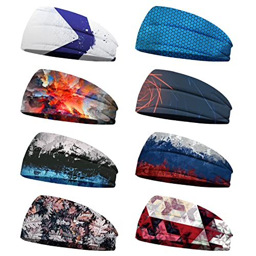 obmwang 8 Pieces Sports Headbands - Non-Slip Sweatbands for Workout, Travel, Fitness, Moisture Wicking for Men and Women - Image 1