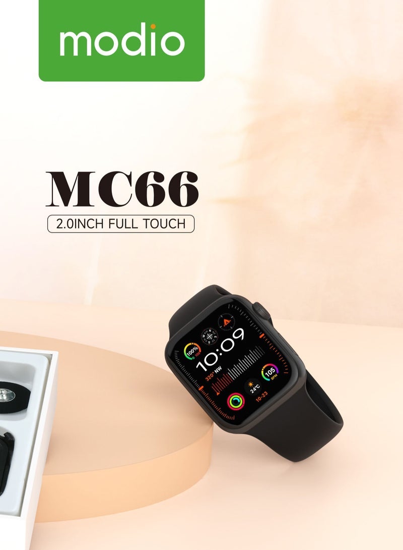 modio Modio MC66 2.0-Inch Full Touch Display Smartwatch With Charging Cable Designed For Ladies and Gents Black - Image 2
