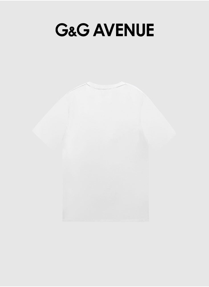 G&G AVENUE - Heavy cotton fabric Summer pure cotton short sleeved unisex T-shirt, Oversized and fashionable couple, colored horse bottomed shirt - Image 1