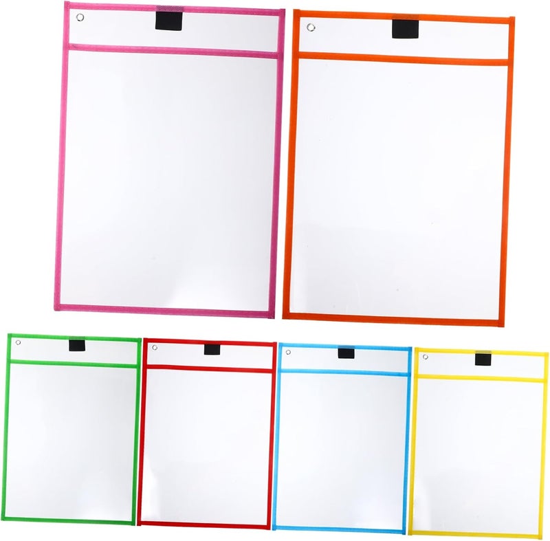 Lurrose 6pcs Clear Dry Erase Sleeves Reusable Sheet Protectors Eco-Friendly Transparent Document Covers for Home Office School and College Use - Image 1