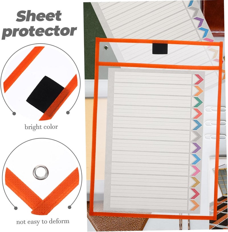 Lurrose 6pcs Clear Dry Erase Sleeves Reusable Sheet Protectors Eco-Friendly Transparent Document Covers for Home Office School and College Use - Image 3