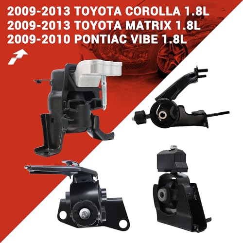 CARORAV Engine Motor Mount, Compatible with 2009-2013 Toyota Corolla 1.8L,2009-2013 Toyota Matrix 1.8L,2009-2010 Pontiac Vibe 1.8L,Replaces OE#A62027 A62039 A62015 A62023,Set of 4 - Image 3