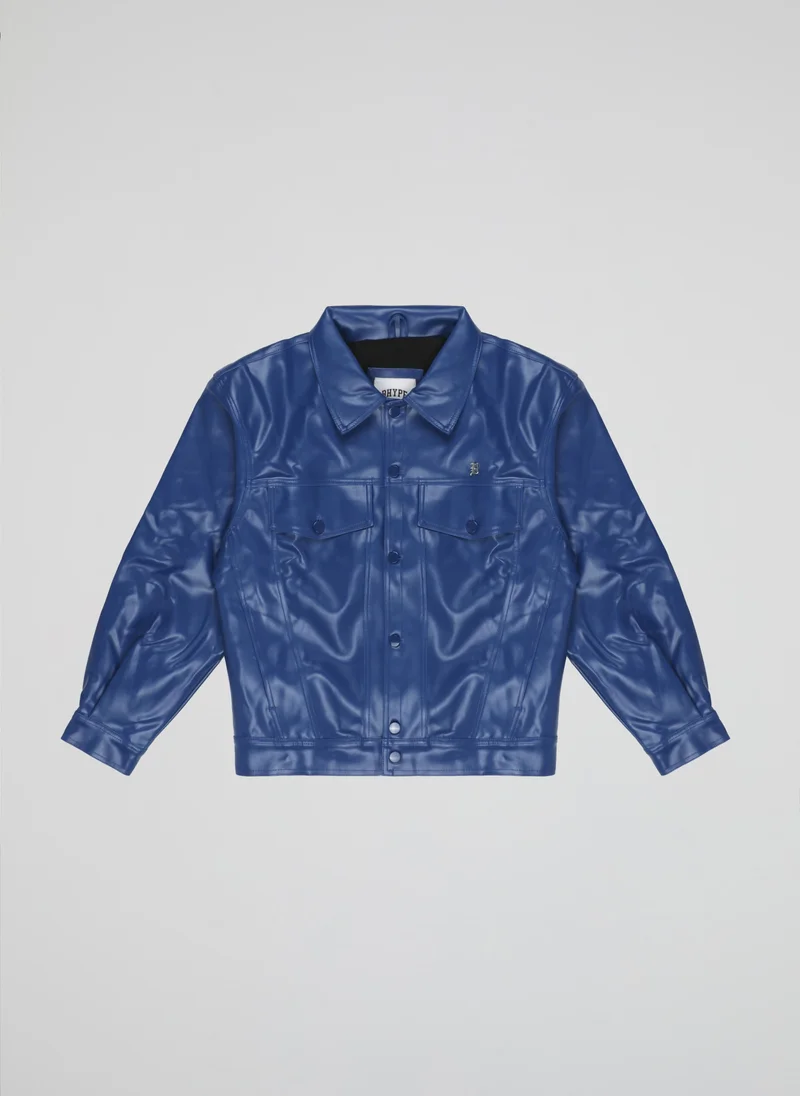 بي هايب سوسيتي B-Hype Blue Faux Leather Jacket