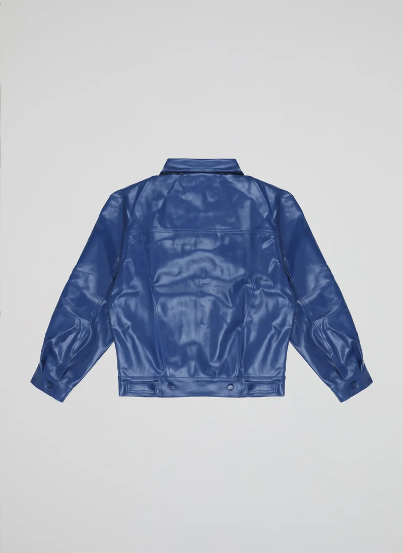 بي هايب سوسيتي B-Hype Blue Faux Leather Jacket