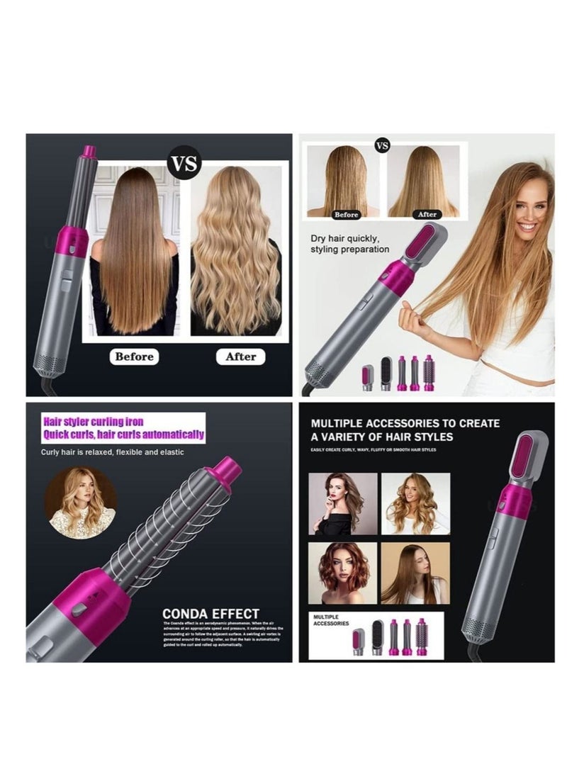 ELTRAZONE 5 In 1 Hair Curler Rotating Hair Dryer Hair Straightener Comb Curling Brush 5 interchangeable barrels, 3 adjustable modes, 30S heating, smoothing iron styling tools - Image 2