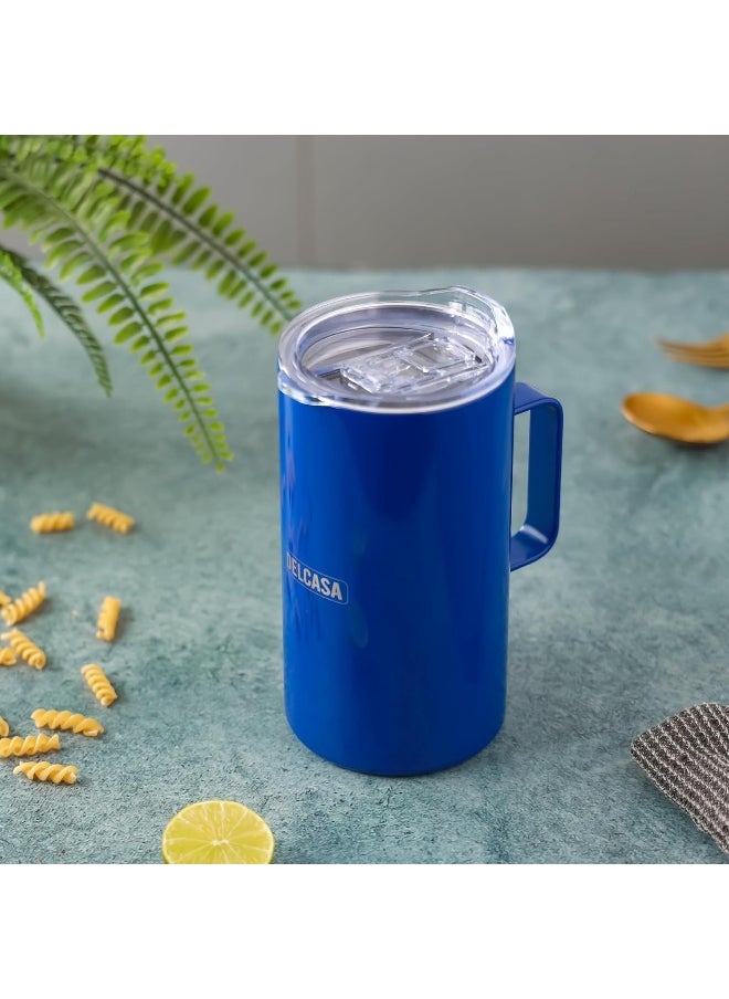 DELCASA Delcasa Stainless Steel Vacuum Cup, 500 ml Capacity, Blue/Clear  - Image 2