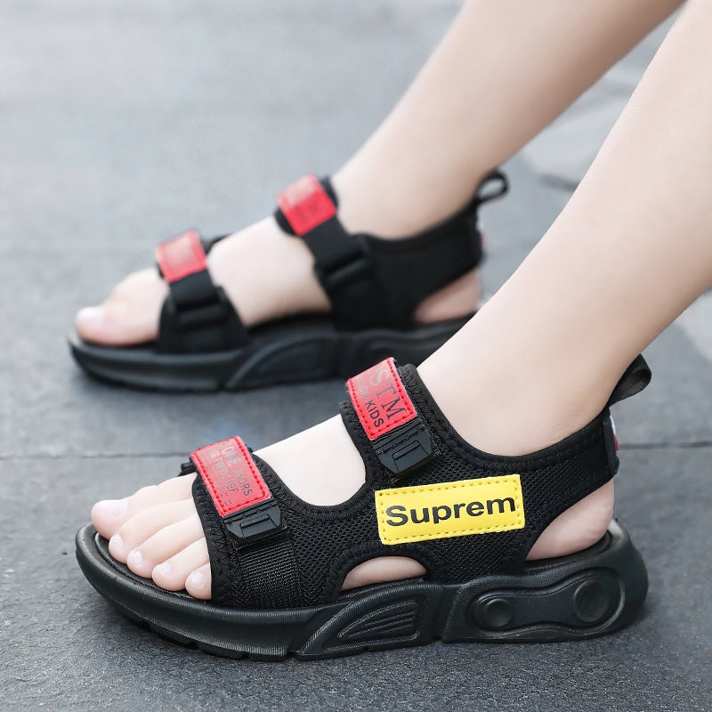 New Boys' Fashionable Sandals 2024 Summer For Older Children And Elementary School Students, Stylish Soft-Soled Children'S Beach Shoes, Non-Slip - Image 4