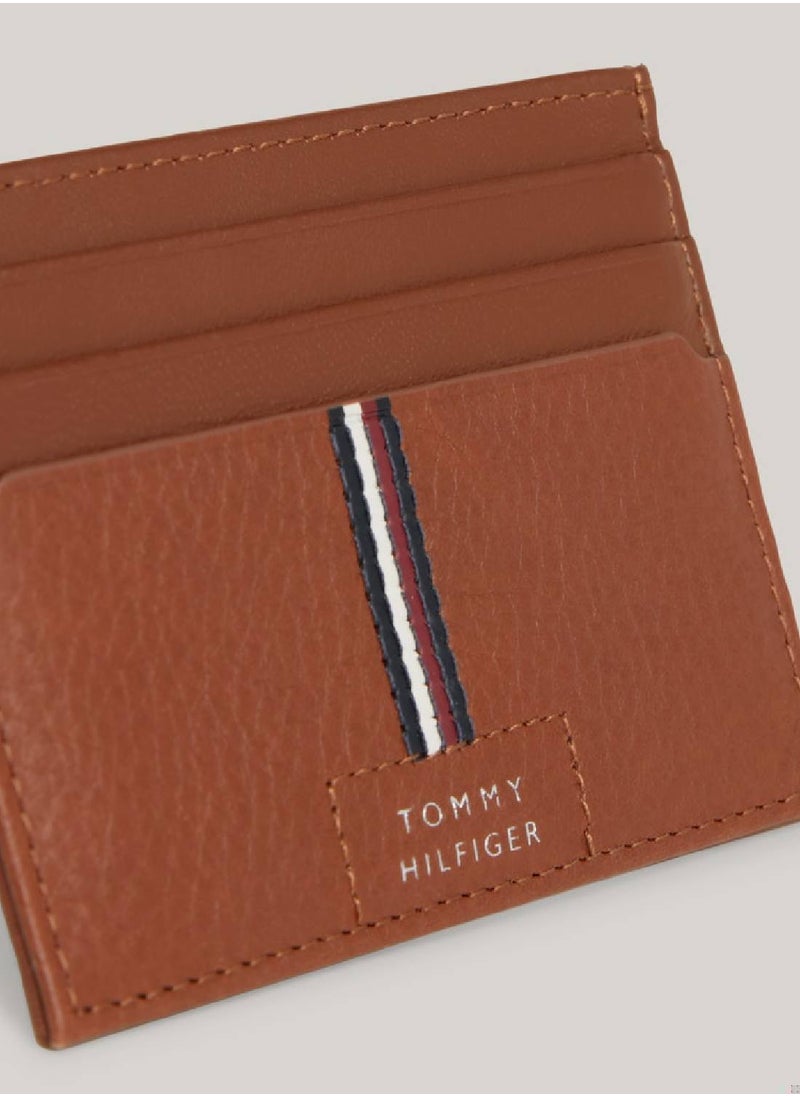 TOMMY HILFIGER - Men's Premium Leather Credit Card Holder -  Leather, Brown - Image 1
