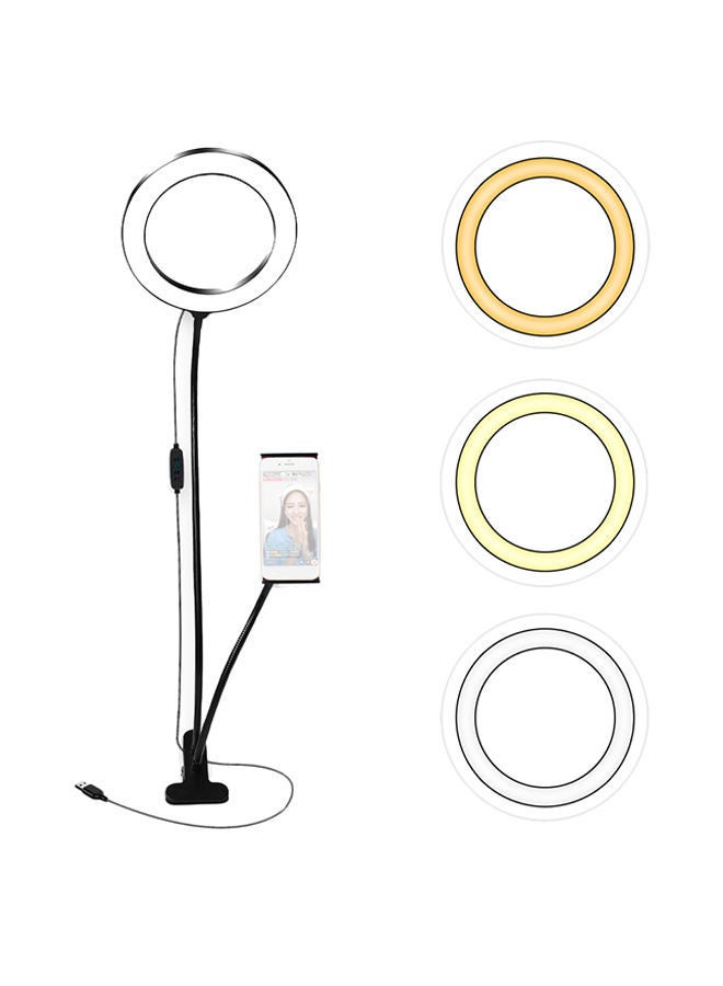 NIBEMINENT 3200K-5500K Diammable Ring Photography Light With Pad & Phone Holder 8inch Black  - Image 1