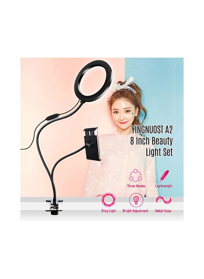 NIBEMINENT 3200K-5500K Diammable Ring Photography Light With Pad & Phone Holder 8inch Black  - Image 4