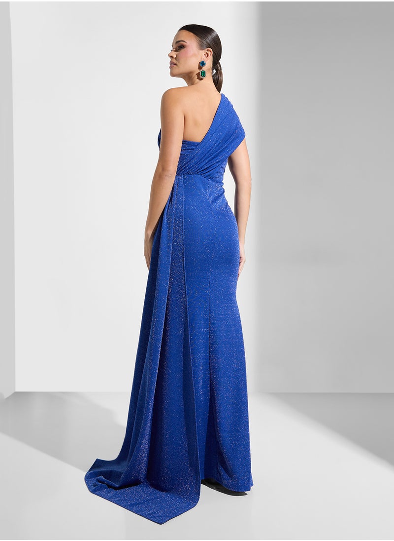 Ella Limited Edition One Shoulder Shimmer Dress With Side Trail  - Image 2
