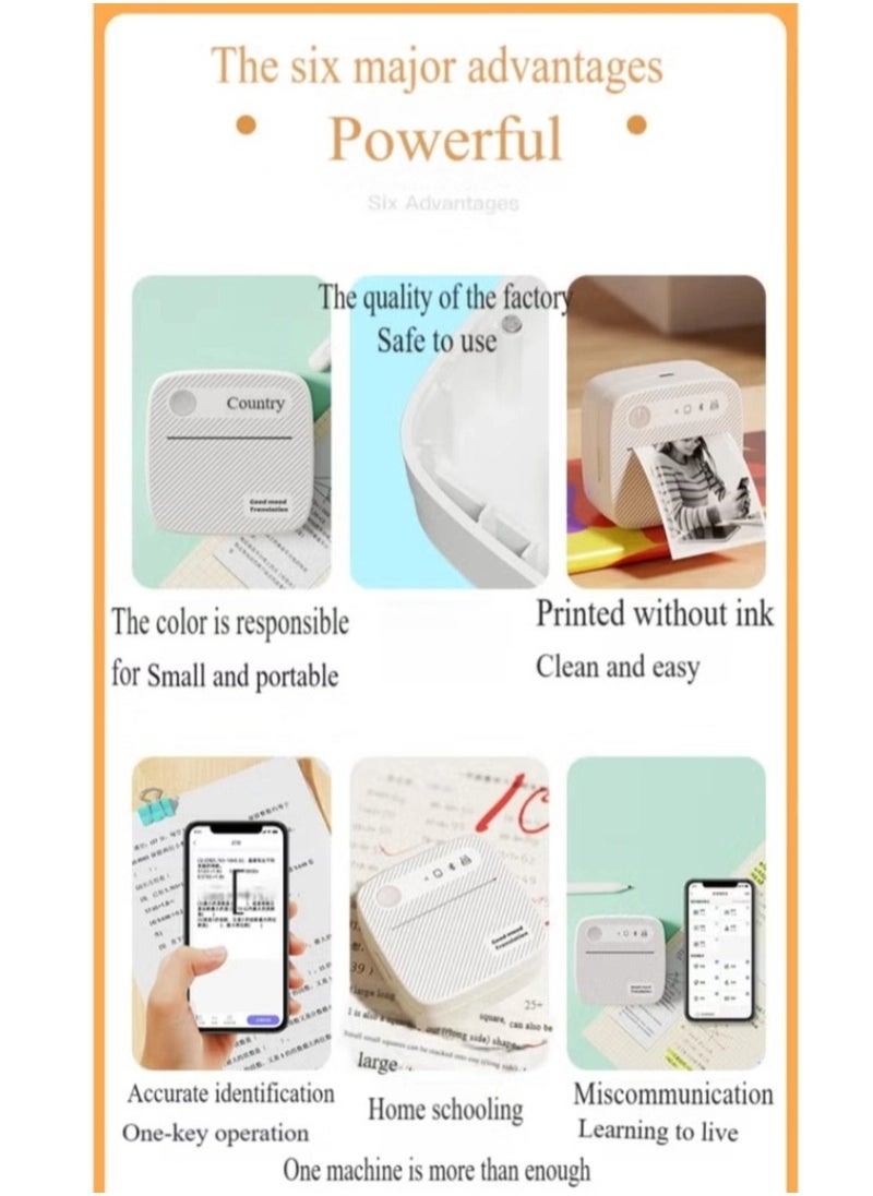 Generic Portable Striped Wireless Printer, Mini Pocket Bluetooth Thermal Printer with 5 Rolls of Thermal Paper, Label and Photo Printer, Sticker Maker, Suitable for Office Organization, Home Kitchen, and School. Compatible with Android and iOS Smartphones, Can Print Labels, Receipts, Photos, Notes, and Memos  - Image 5