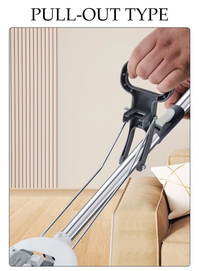 DUNISO Household Sponge Mop Stainless Steel Long Handle Absorbent Mop Floor Quick Drying Cleaning Floor Cleaning Tool Hands Free Squeeze Mops for Kitchen Bathroom Home with Sponge Heads - Image 3