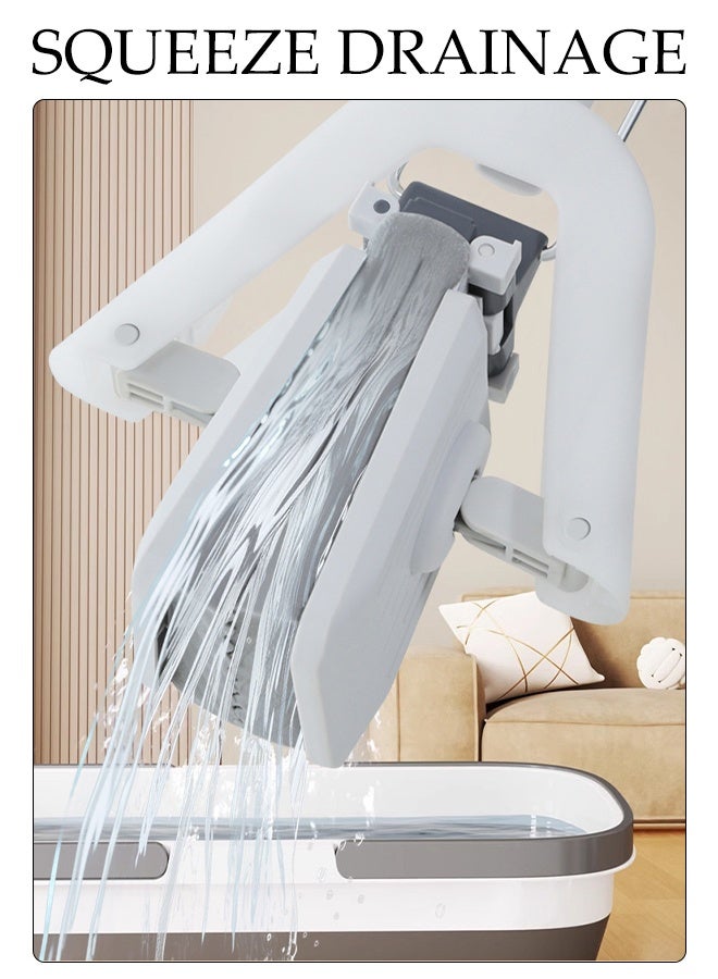 DUNISO Household Sponge Mop Stainless Steel Long Handle Absorbent Mop Floor Quick Drying Cleaning Floor Cleaning Tool Hands Free Squeeze Mops for Kitchen Bathroom Home with Sponge Heads - Image 2