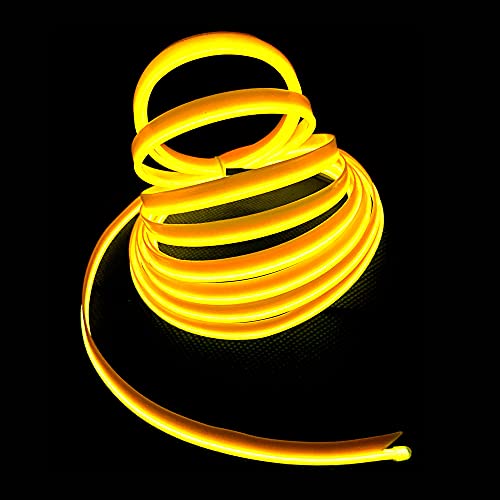 Maxlaxer El Wire Yellow Interior Car LED Strip Lights, 3M Neon Wire USB 5V with Fuse Protection for Automotive Interior Decoration, with 6mm Sewing Edge - Image 3