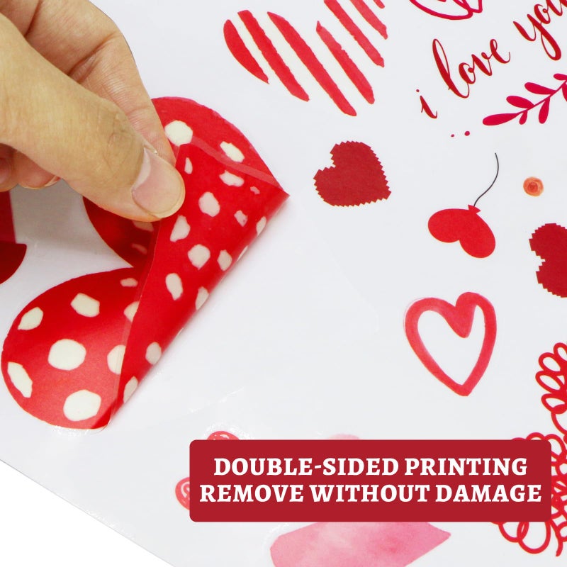 Pseutio 218 Pcs Valentine Window Clings for Glass - Heart Stickers for Valentines Day Decorations - Image 3