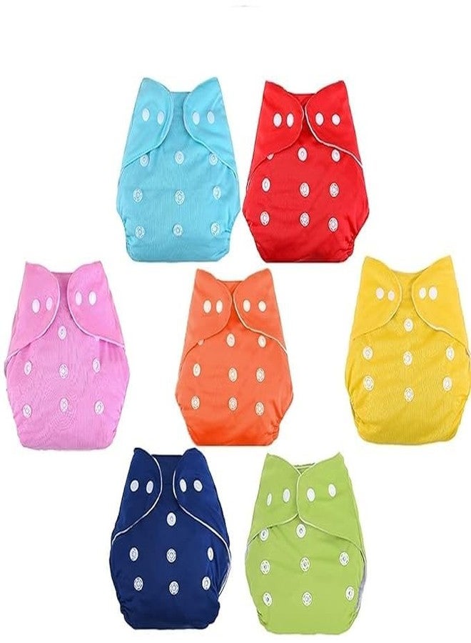 Kritiu Washable Baby Diaper Premium Cloth Diaper Reusable, Adjustable Size, Waterproof, Pocket Cloth Diaper Nappie (Without Insert) Pack Of 7 (MultiColor) - Image 1