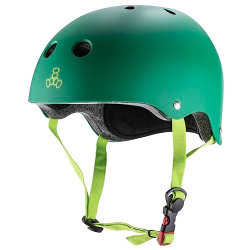 Triple Eight Dual Certified Bike and Skateboard Helmet, Kelly Green Matte, X-Small/Small - Image 1