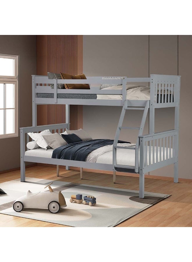 DANUBE HOME Derby 90X200/120X200 Solidwood Twin Bunk Bed Sturdy Modern Design Wooden Single Bed Frame Furniture Comfortable Bed (Mattress Not Included) Made In Malaysia L210Xw129Xh163Cm-Grey - Image 1