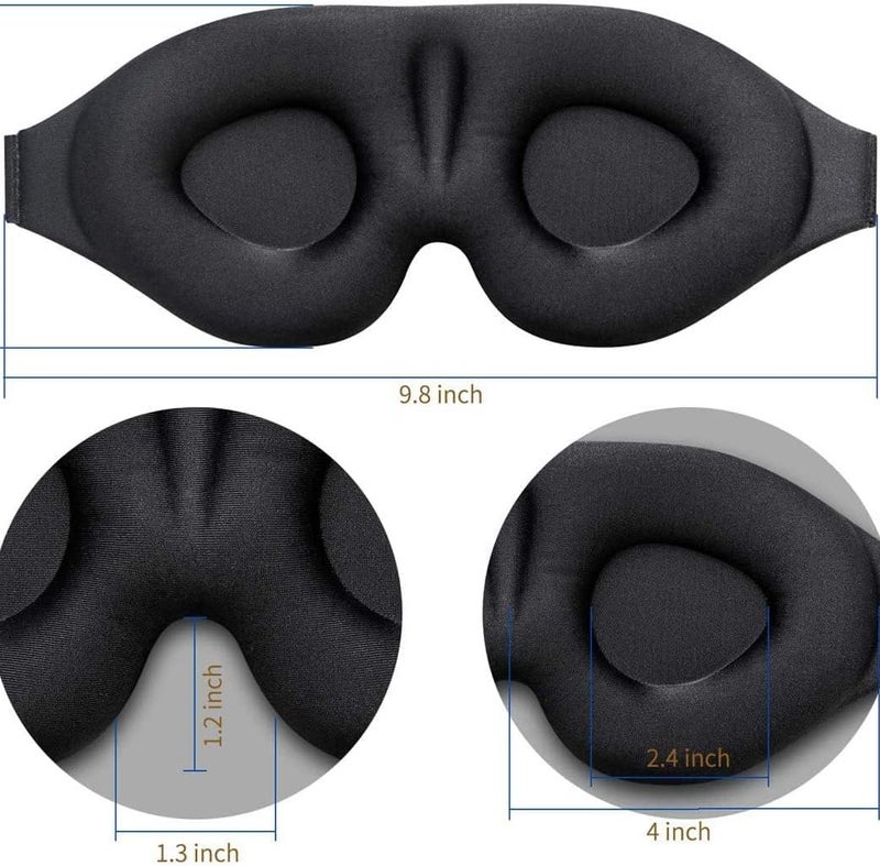 SKY-TOUCH 3D Deep Contoured Eye Mask for Sleeping - 100% Blackout with Adjustable Strap (Black) - Image 4