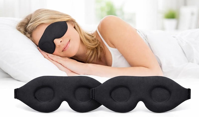 SKY-TOUCH 3D Deep Contoured Eye Mask for Sleeping - 100% Blackout with Adjustable Strap (Black) - Image 1
