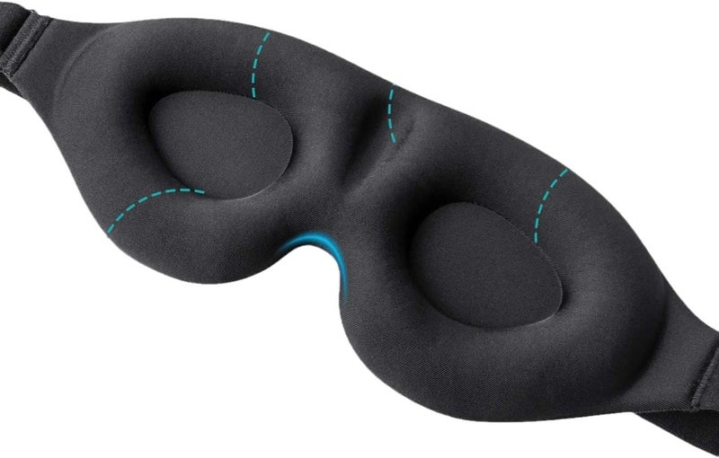 SKY-TOUCH 3D Deep Contoured Eye Mask for Sleeping - 100% Blackout with Adjustable Strap (Black) - Image 2