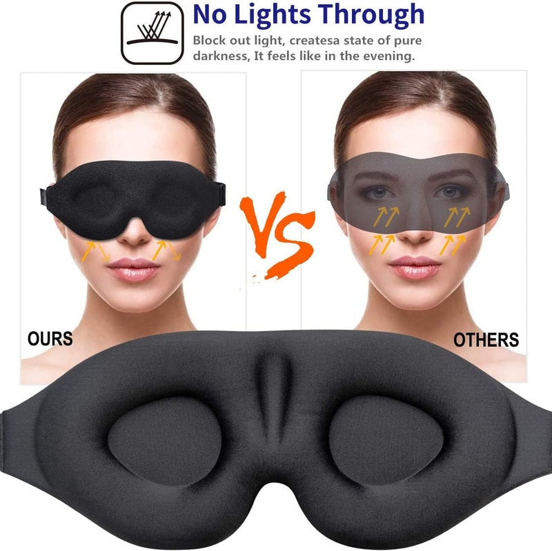 SKY-TOUCH 3D Deep Contoured Eye Mask for Sleeping - 100% Blackout with Adjustable Strap (Black) - Image 5