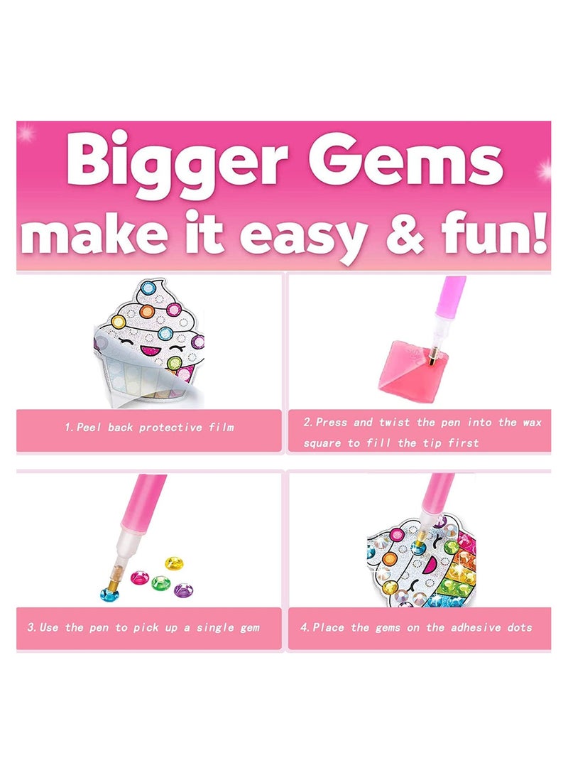 Excefore Big Gem Diamond Painting Kit Kids Diamond Art with 12 Sweets Diamond Painting Stickers 2 Suncatchers Diamond Craft Kits Art Set for Girls Boys Age 4-12 - Image 5