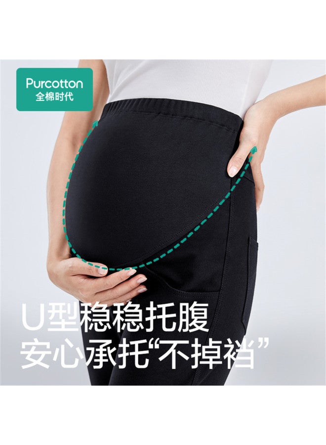 purcotton Autumn Maternity Knitted Fleece-Lined Leggings, Slim-Fit, No Sagging, Adjustable Waistband - Image 3