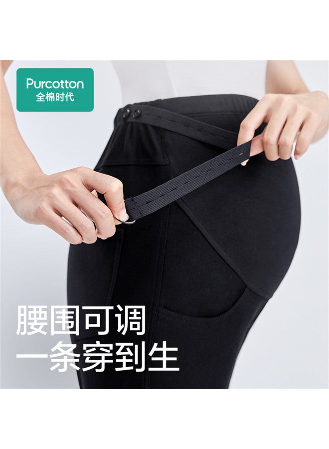 purcotton Autumn Maternity Knitted Fleece-Lined Leggings, Slim-Fit, No Sagging, Adjustable Waistband - Image 4