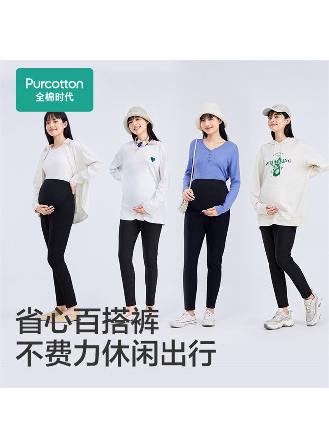 purcotton Autumn Maternity Knitted Fleece-Lined Leggings, Slim-Fit, No Sagging, Adjustable Waistband - Image 5