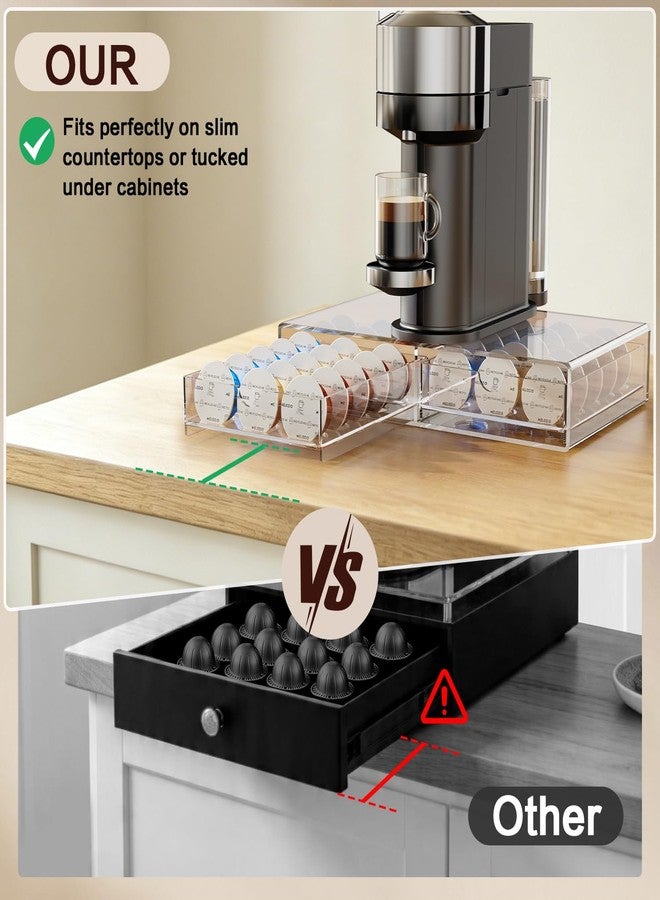 iMMDOKIN Compact Acrylic Coffee Pods Drawer Organizer Compatible with Nespresso Vertuo Pods, Easy to See Available Pods Options, Smooth Pull-Out, Holds 30 Capsules for Small Countertop - Image 3