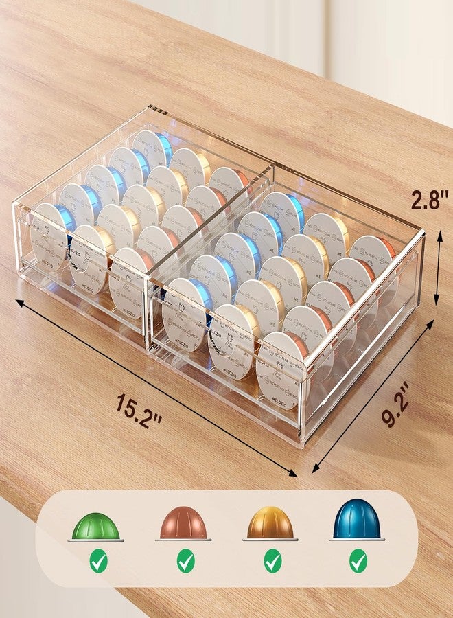 iMMDOKIN Compact Acrylic Coffee Pods Drawer Organizer Compatible with Nespresso Vertuo Pods, Easy to See Available Pods Options, Smooth Pull-Out, Holds 30 Capsules for Small Countertop - Image 2