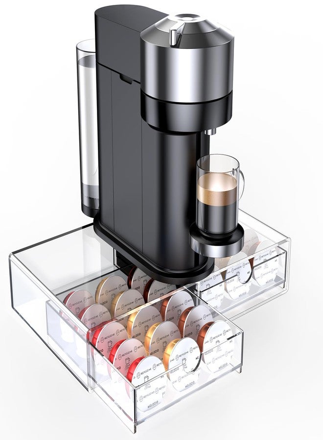iMMDOKIN Compact Acrylic Coffee Pods Drawer Organizer Compatible with Nespresso Vertuo Pods, Easy to See Available Pods Options, Smooth Pull-Out, Holds 30 Capsules for Small Countertop - Image 1