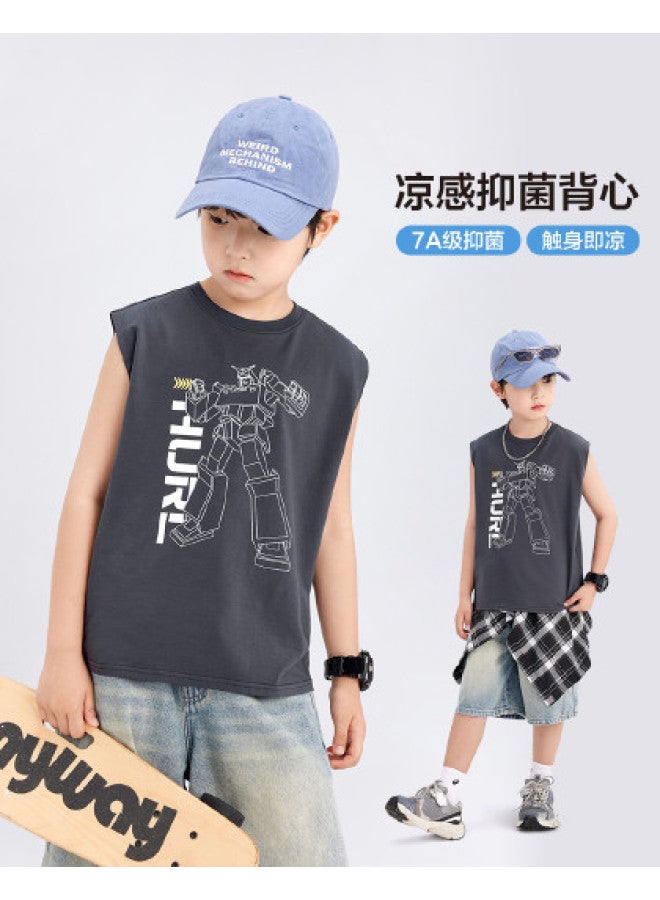 Zuoxi Boys' Sleeveless T-shirt - Summer Thin & Cool Breathable Anti-bacterial Sports Top For Kids Trendy Ice-touch Comfort Tee For Big Boys - Image 1