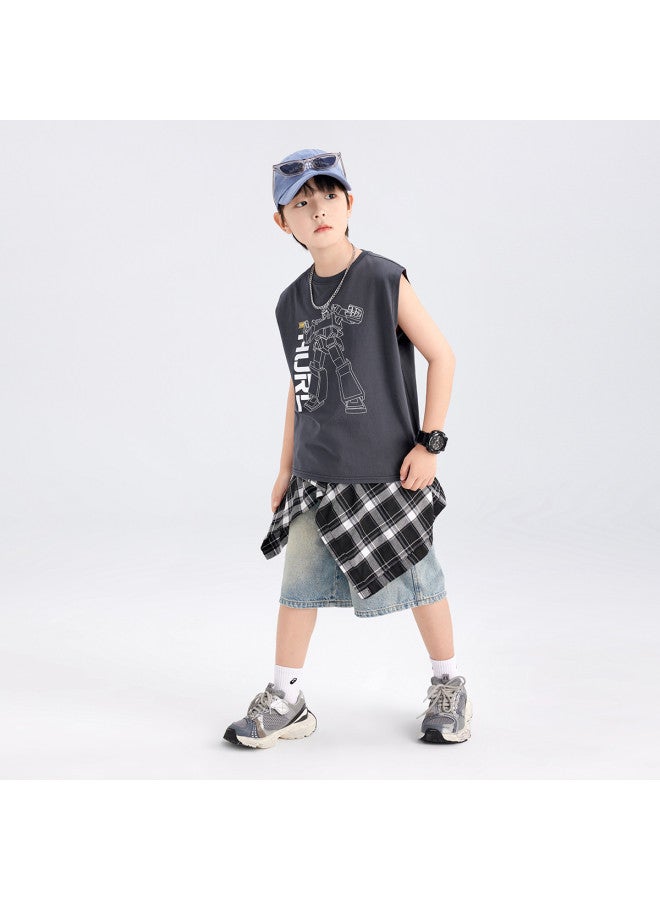 Zuoxi Boys' Sleeveless T-shirt - Summer Thin & Cool Breathable Anti-bacterial Sports Top For Kids Trendy Ice-touch Comfort Tee For Big Boys - Image 5