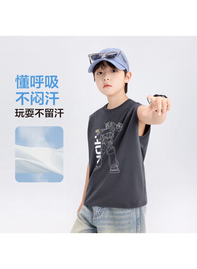 Zuoxi Boys' Sleeveless T-shirt - Summer Thin & Cool Breathable Anti-bacterial Sports Top For Kids Trendy Ice-touch Comfort Tee For Big Boys - Image 3