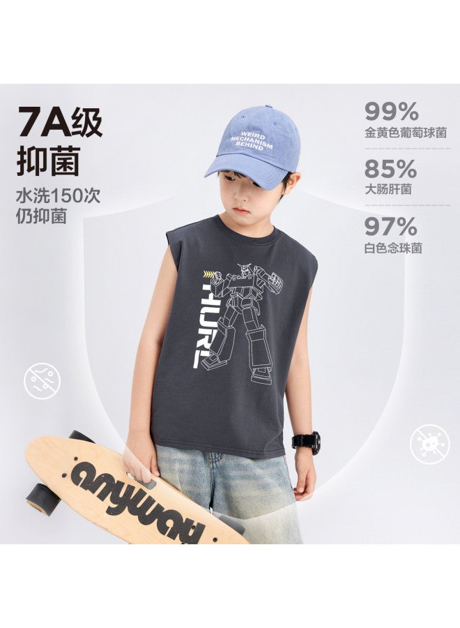 Zuoxi Boys' Sleeveless T-shirt - Summer Thin & Cool Breathable Anti-bacterial Sports Top For Kids Trendy Ice-touch Comfort Tee For Big Boys - Image 4