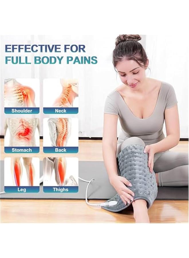HOOKOR Heating Pad - Electric Heating Pads for Fast Pain Relief, 10 Heat Settings, Timer & Auto Shut Off, Period Pain Relief, Dry & Moist Heat Option, 12x24 Inch, Grey  - Image 4