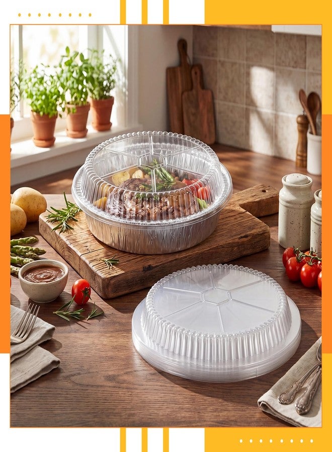Yiyiring Yiyiring 20 Pcs Plastic Clear Lids for 9 Inch Aluminum Foil Pans, 1 Inch Height Disposable Dome Lids Only, Airtight Cover for Half Size Steam Table Pans, Catering, Baking, Food Storage - Image 4